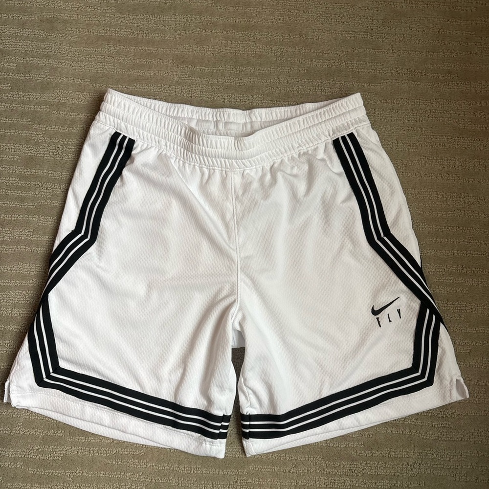 Nike White Athletic Shorts with Black Trim